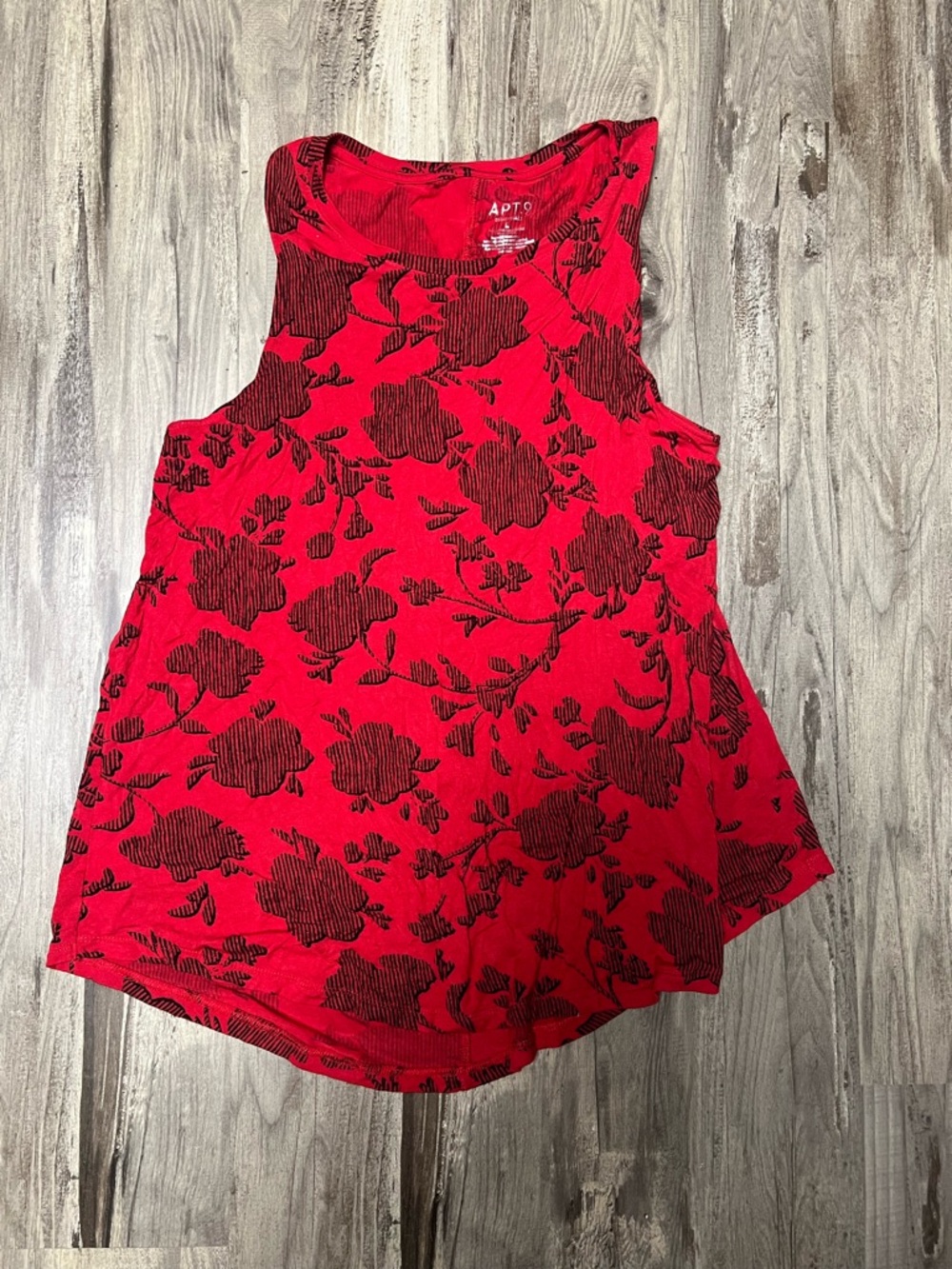 Apt. 9 Red Tank with Black Floral Print